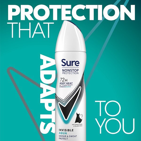 Sure Antiperspirant Deo Aerosol Nonstop Invis Aqua 150ml