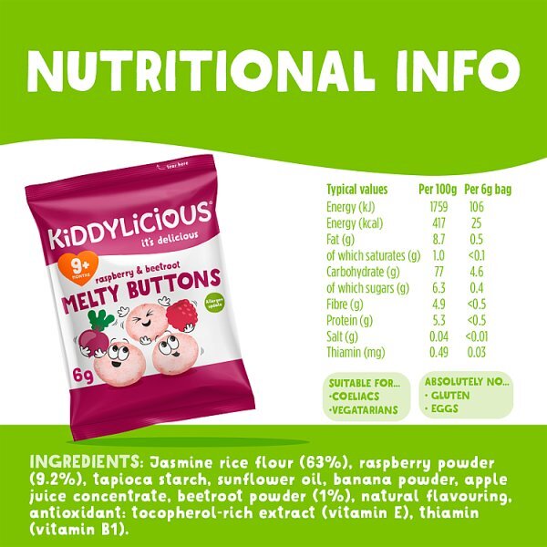 Kiddylicious Rapsberry & Beetroot Melty Buttons 6G