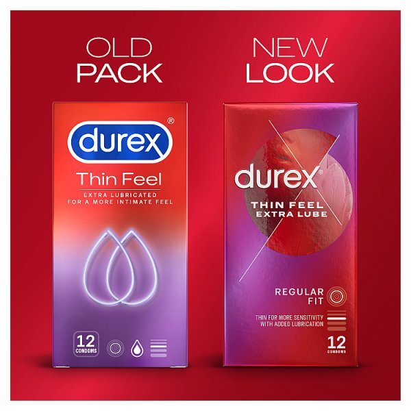 Durex Thin Feel Extra Lube Condoms Regular Fit 12s