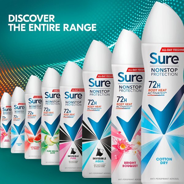 Sure Antiperspirant Deodorant Aerosol Nonstop Cotton 150ml