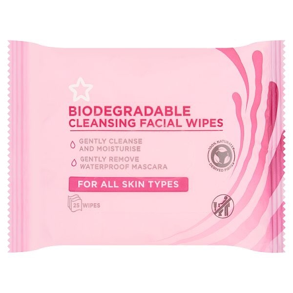 Superdrug Cleansing Biodegradable Face Wipes Normal Skin x25