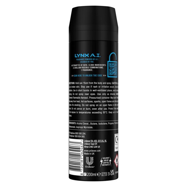 Lynx Men A.I. Bodyspray Deodorant Aerosol 150ml