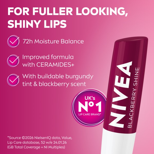 Nivea 72H Moisture Blackberry Shine Lip Balm 4.8G