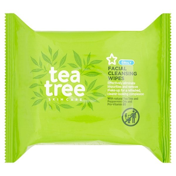 Superdrug Tea Tree & Peppermint Facial Cleansing Wipes 25