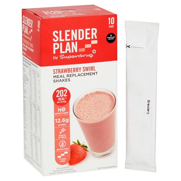 Superdrug Slenderplan Meal Replacement Shake Strawberry x10