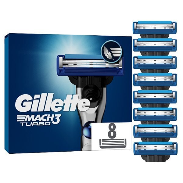 Gillette Mach3 Turbo Men’s Razor Blade Refills, 8 Count