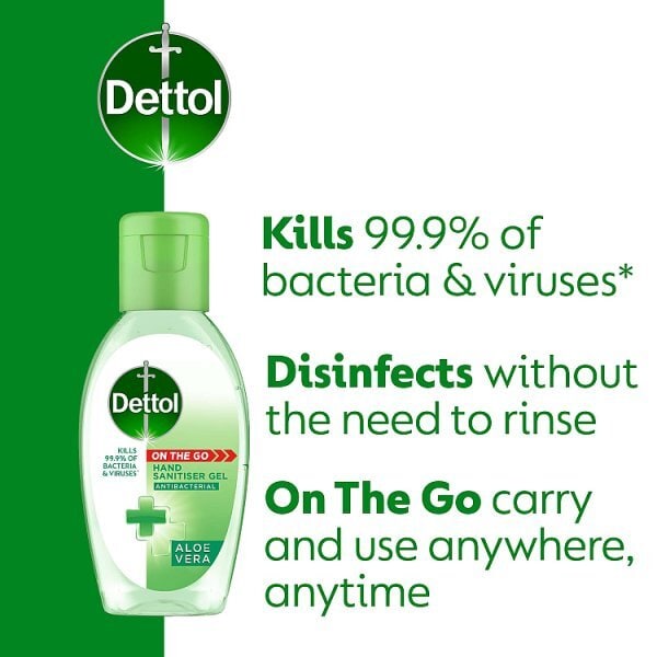 Dettol Antibacterial Hand Sanitiser Aloe Vera Gel 50ml