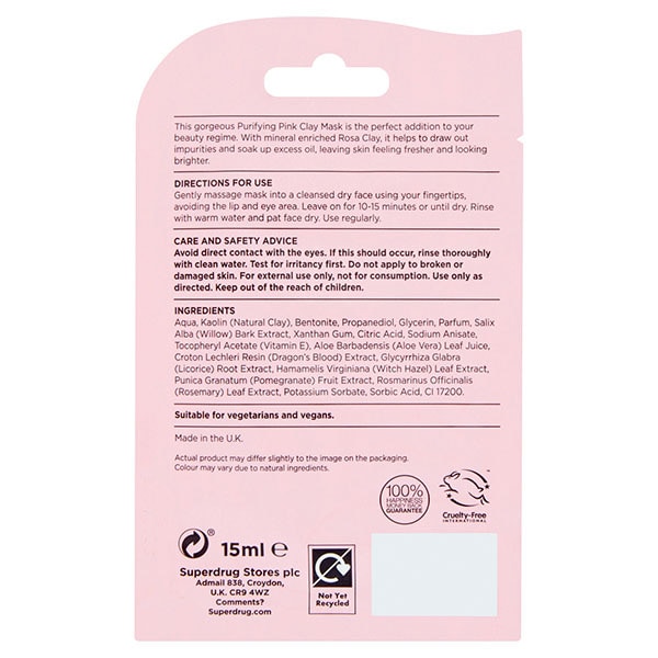 Superdrug Pink Clay Face Mask 15ml