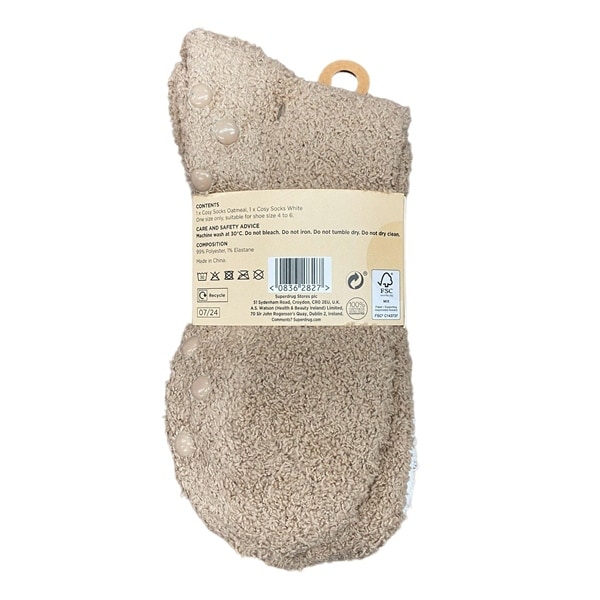 Superdrug Set 2 Cosy Socks Oatmeal White