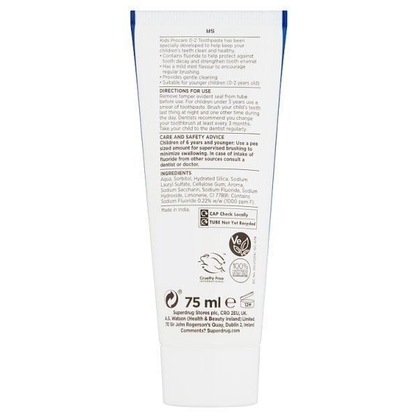 DNR Superdrug Kids Procare 0-2 Toothpaste 75ml