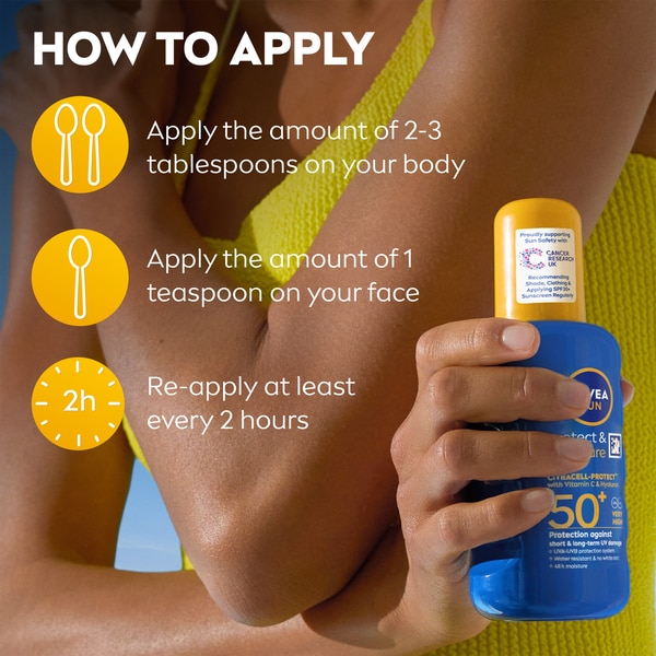 NIVEA SUN Suncream Spray Protect & Moisture SPF50+ 200ml