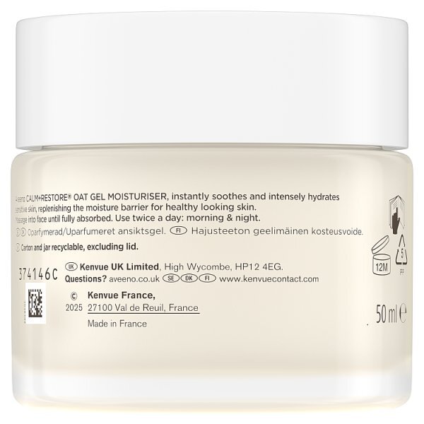 Aveeno Face Calm + Restore Oat Gel Moisturiser 50ml