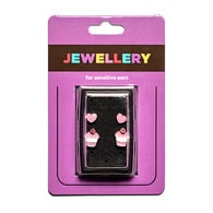 Sensation Jewellery Titanium Plated Heart & Cupcake Earrings