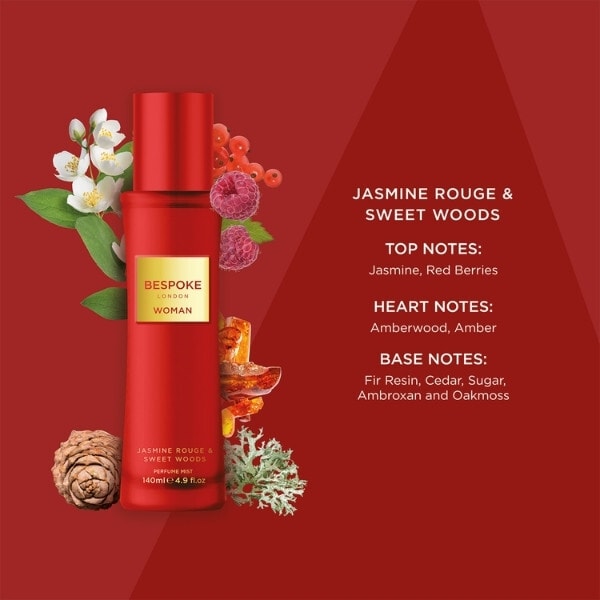 Bespoke Woman Jasmine Rouge & Sweet Woods Perfume Mist 140Ml