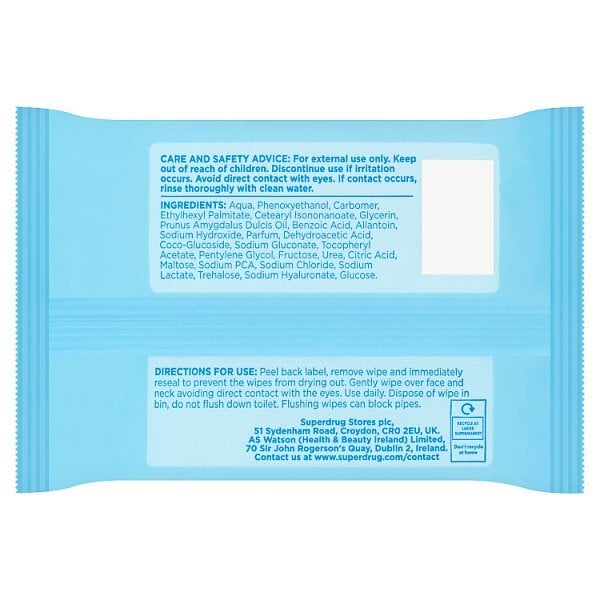 Superdrug Cleansing Biodegradable Face Wipes Dry Skin x25