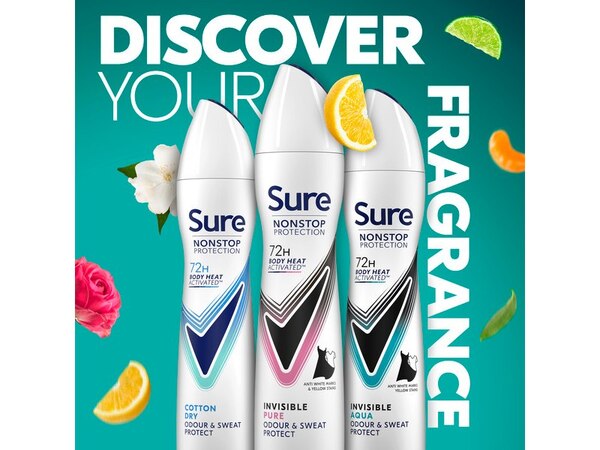 Sure Nonstop Protection Invisible Pure Anti-Perspirant Aerosol 250 ml