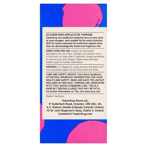 Superdrug Super Non Applicator Tampons x32