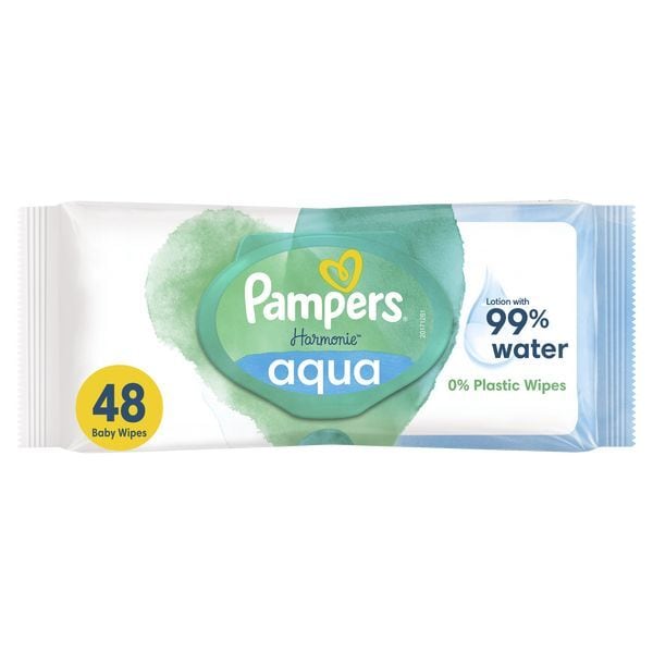 Pampers Harmonie Aqua Baby Wipes Plastic Free 48pack