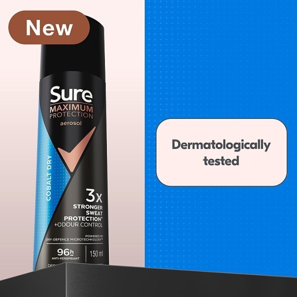 Sure Men Maximum Protection Cobalt Dry Anti-Perspirant Aerosol 150 ml