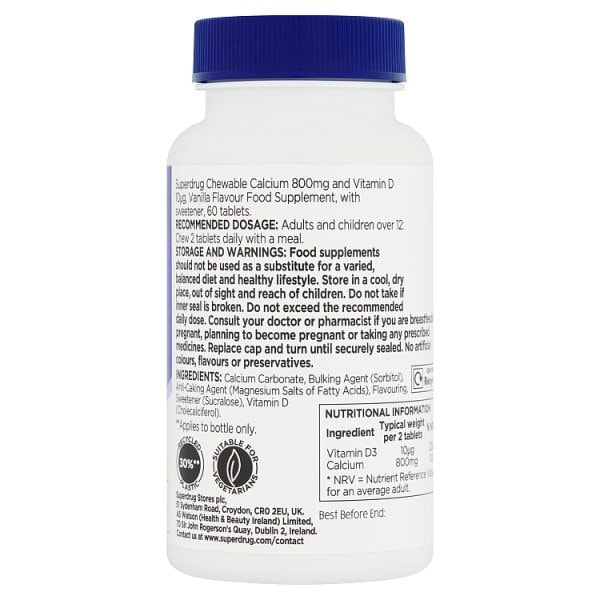 Superdrug Chewable Calcium & Vitamin D 60s