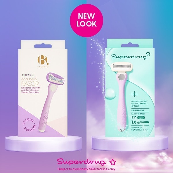 Superdrug Premium 5 Blade Razor Silver Handle Lilac