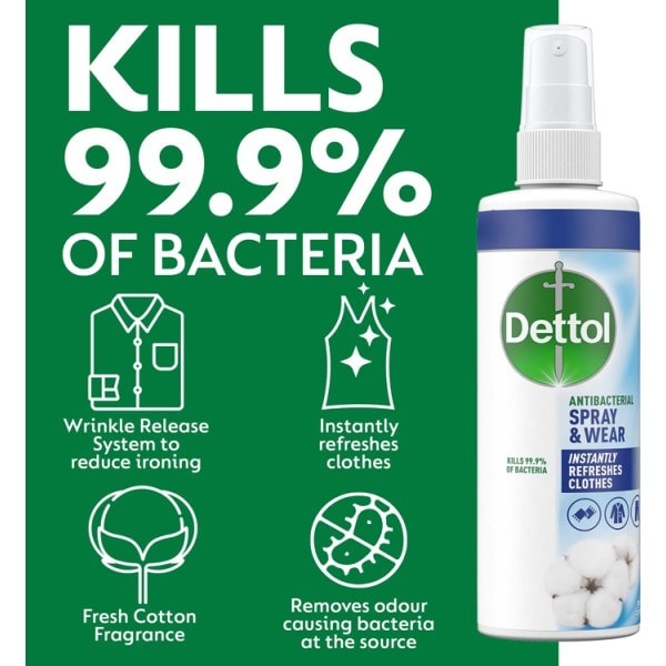 Dettol Spray And Wear Cotton Fabric Clothes Freshener 250ml