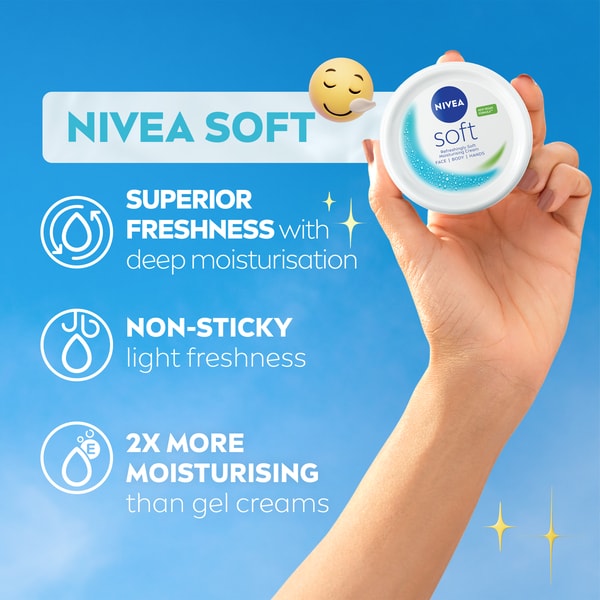 NIVEA Soft Moisturiser Cream for Face, Hands & Body, 200ml