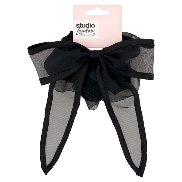 Studio London Organza Black Bow Scrunchies 2pk