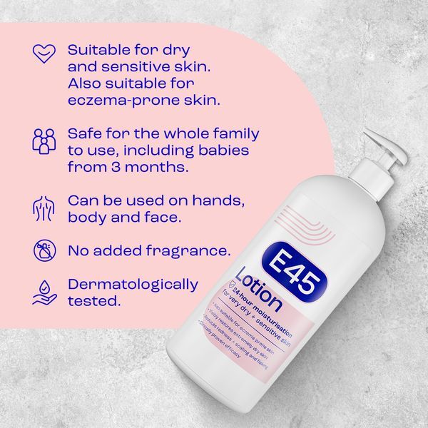 E45 Moisturiser Body Lotion for Dry & Sensitive Skin 1L