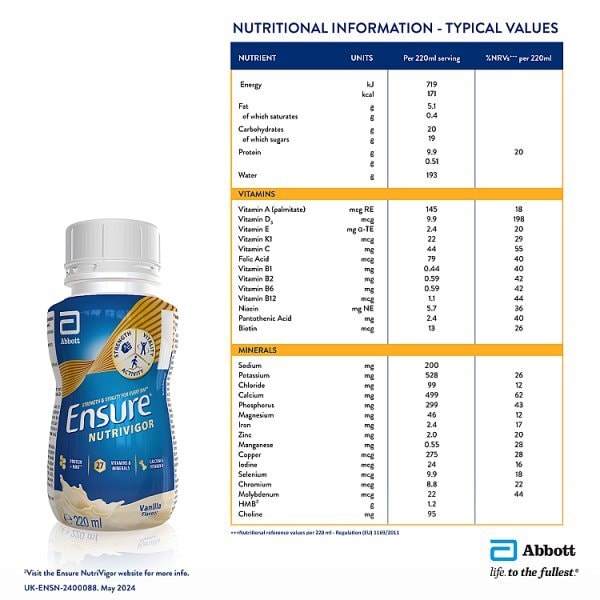 Ensure NutriVigor Ready To Drink Vanilla Flavour 220ml