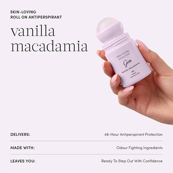 Gem Skin-Loving Roll On Deodorant: Vanilla Macadamia 50ml