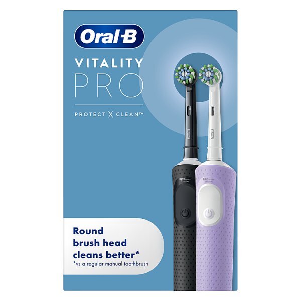 Oral-B Vitality Pro Black & Lilac Electric Toothbrush Duo Pack