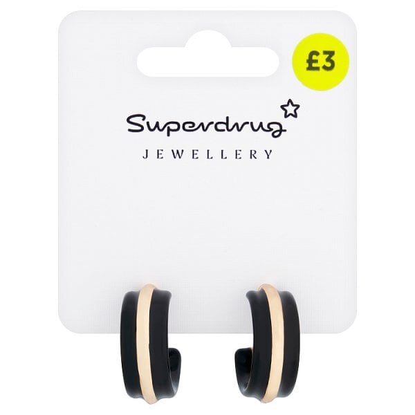 Superdrug Black & Gold Tone Hoop Earrings