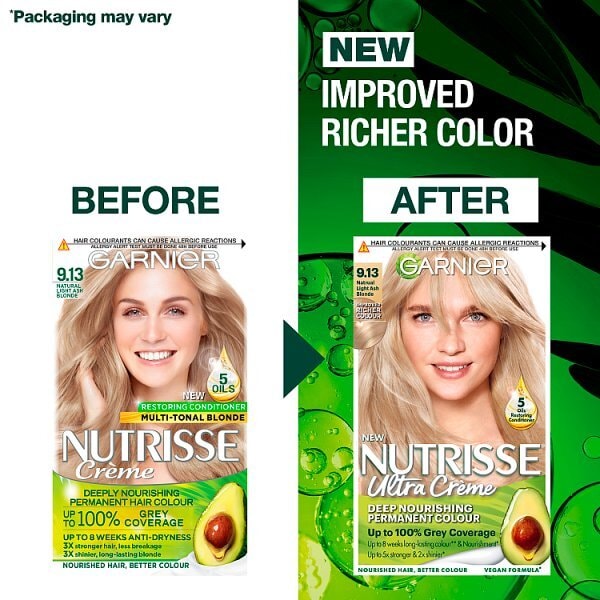 Garnier Nutrisse Permanent Hair Dye Light Ash Blonde 9.13