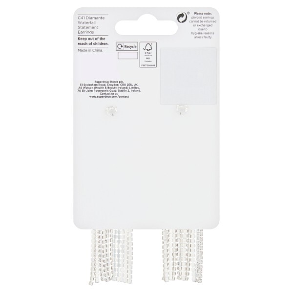 Superdrug Diamante Waterfall Statement Earrings