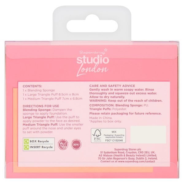 Superdrug Studio London Puff & Sponge Makeup Set