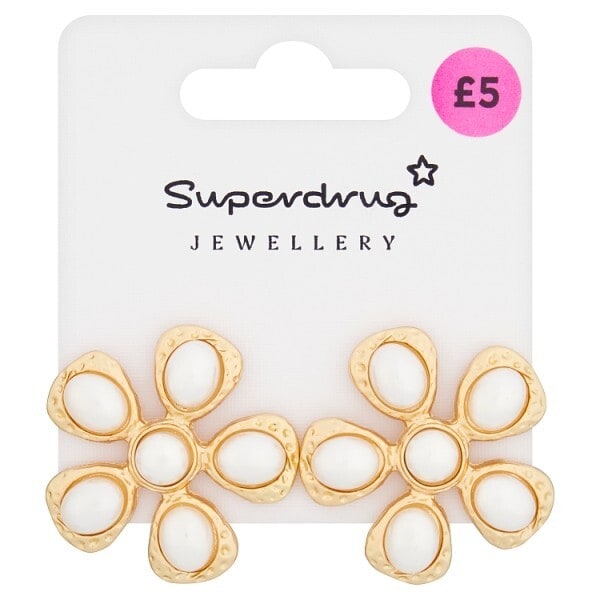 Superdrug Gold Tone Pearl Effect Flower Earrings