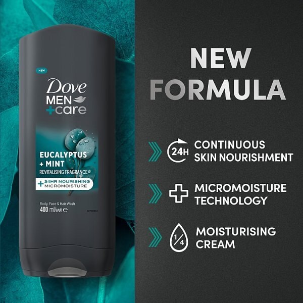 Dove Men+Care Eucalyptus + Mint 3-in-1 Hair, Face and Body Wash 400 ml