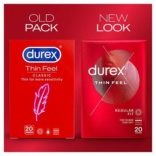 Durex Thin Feel Condoms Enhanced Sensitivity Regular Fit 20s