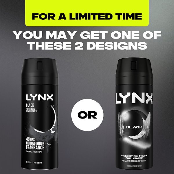 Lynx 48 Hour Aerosol Bodyspray Deodorant Black 150ml
