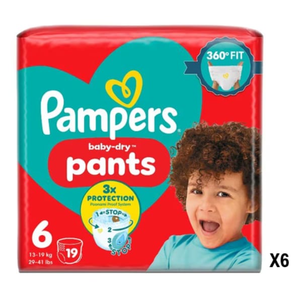 Pampers Baby-Dry Nappy Pants Size 6 x6 Bundle