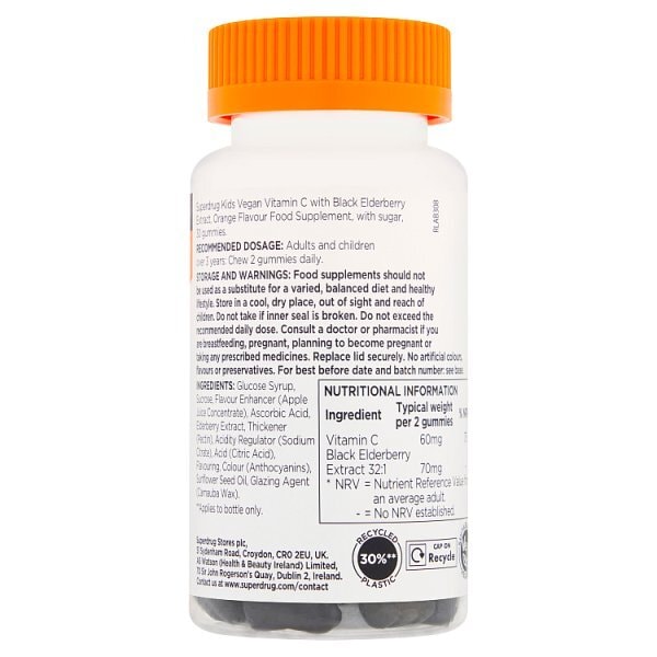 Superdrug Kids Immune Health Vitamin C 3+ Gummies 30s