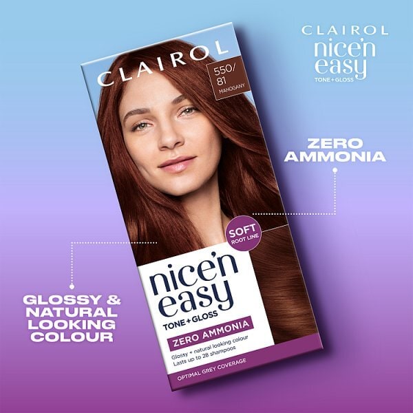 Clairol Nice'n Easy Tone+Gloss Semi-Permanent Hair Dye 550/81 Mahogany