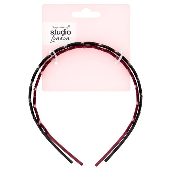 Studio London Black & Burgundy Zig Zag Headbands 2 Pack