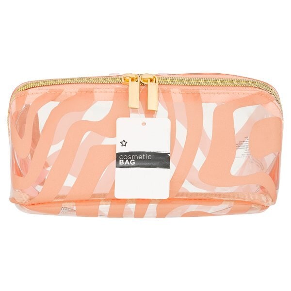 Superdrug Peach PVC Expandable Cosmetic Bag