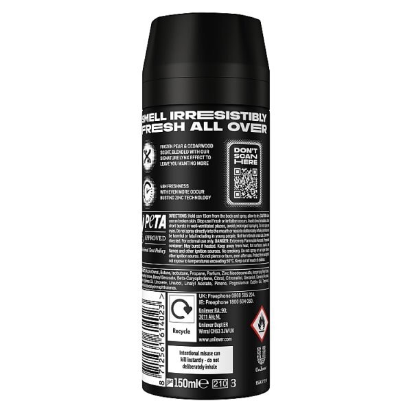 Lynx Black Aerosol Body Spray 150 ml