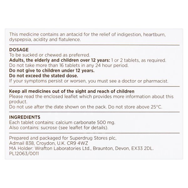 Superdrug Peppermint Antacid Tablets 48
