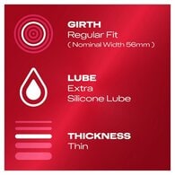 Durex Thin Feel Condoms Extra Silicone Lube Regular Fit 12s
