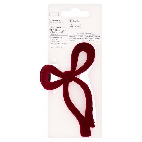 Studio London Burgundy Velvet Bow Claw Clip