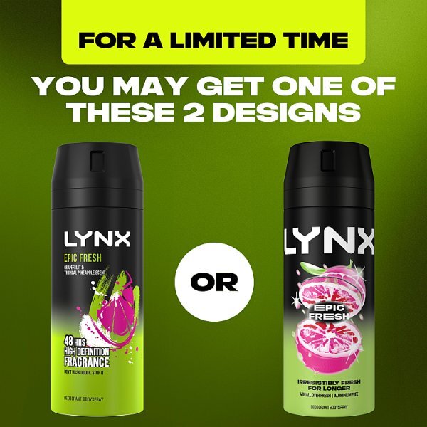 Lynx Deodorant Bodyspray Aerosol Epic Fresh 150ml